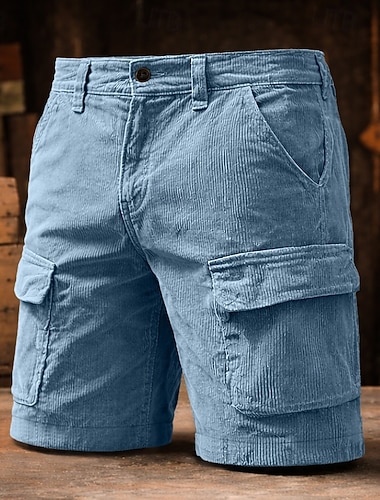  Herren Cargo-Shorts Shorts Freizeitshorts Cordshorts Shorts mit Struktur Tasche Strukturiert Einfach Knielang Lässig Outdoor Streetwear Mode Streetwear Schwarz Wein Mikroelastisch