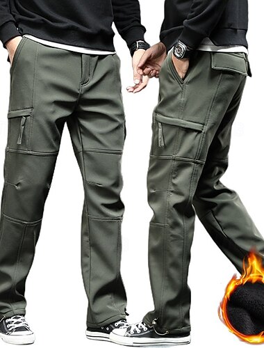  Herren Cargohosen Fleecegefütterte Hosen Wintermantel Winter Herbst Außen Thermowarm Fleece-Futter Winddicht Schnelltrocknend Hosen Unterteile Armeegrün Schwarz Fleece Jagd Ski / Snowboard Angeln M L