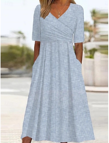  Per donna Abito Midi Abito a Portafoglio Abito Floreale Moda Moderno All'aperto Vacanza Uscire Vestibilità regolare Floreale Manica Corta Scollo a V Blu Rosso Blu Reale Verde Estate Primavera