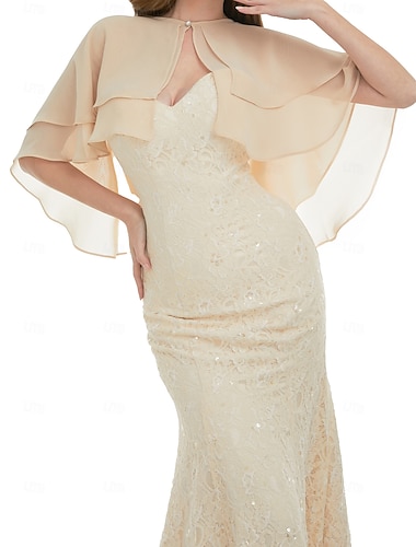  Bolero Envolturas de la madre Envolturas de novia Capa Elegante damas Gasas y  Telas Transparentes Sin Mangas Gasa Velos de Boda Con Color Puro Para Diario Verano