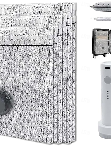  Kabelloses Reise-Vakuum-Kompressionsbeutel-Set mit wiederaufladbarer Pumpe, graue, wiederverwendbare Vakuumbeutel, transparente Kleiderorganizer für Gepäck, Kleiderschrank und Reiseverpackungen