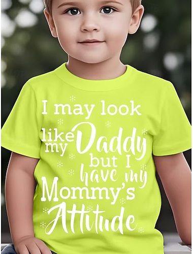  Gutt 3D Grafisk Bokstaver T skjorte T-skjorte Kortermet 3D-utskrift Sommer Vår Sport Mote Gatemote Barn 4-12 år Crew-hals Avslappet Daglig utendørs Normal