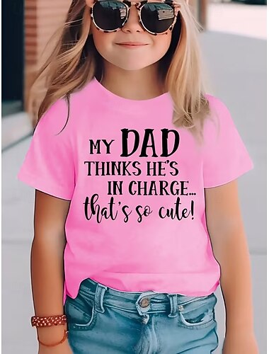  Dívčí 3D Grafika Písmeno Tričko Košilky Krátký rukáv 3D tisk Léto Jaro Sportovní Módní Šik ven Děti 4-12 let Tričkový Ležérní Denní Venkovní Běžný