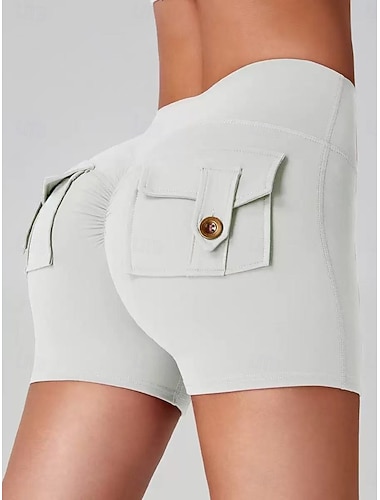  Dámské Atletické šortky Kraťasy Letní šortky Scrunch Butt Shorts prázdniny Módní Šik ven Krátký Vysoký pas Bez vzoru Kapsy Elastický pas Pohodlné Rychleschnoucí Yumuşak Vysoká pružnost Venkovní ulice