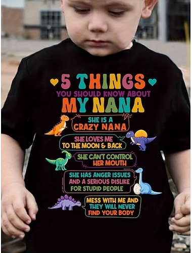  100% Cotone Bambini Ragazzi Nero Grafico Dinosauro Maglietta Blusa Girocollo Manica Corta All'aperto Abbigliamento Quotidiano Moda Streetwear Designer Stampa Primavera