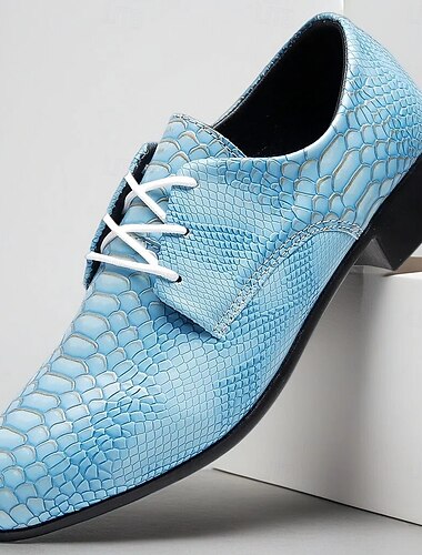  Chaussures habillées pour homme, bleu crocodile, à lacets, tige en similicuir, style luxueux et tendance, idéales pour les hommes élégants lors de soirées et d'occasions spéciales.