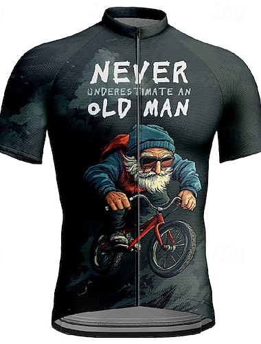  Męskie Koszulka rowerowa Graficzny Nigdy nie lekceważ starego człowieka Krótki rękaw Rower Tee Tshirt Dżersej z 3 tylnymi kieszeniami Kolarstwo górskie Szybkie wysychanie Anatomiczny kształt
