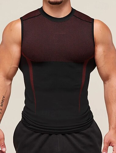  Per uomo Tinta unita Canotta da allenamento Canotta da corsa Canotta da palestra Estate Primavera Autunno Senza Maniche Asciugatura Rapida Compressione Traspirante Allenamento in Palestra Allenamento