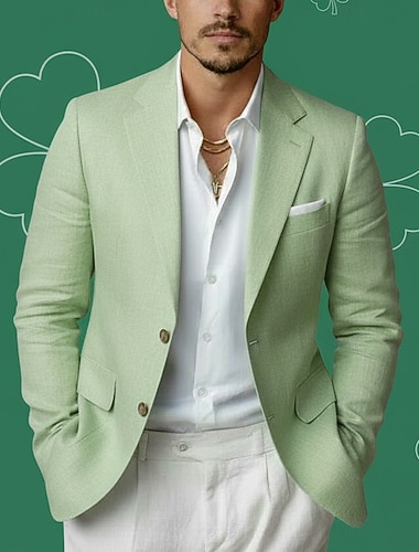  Leichter Herrenblazer – taillierte, lässige Sommerjacke, einreihig mit fallendem Revers, hellgrün