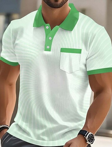  Ανδρικά Γεωμτερικό Πόλο Κοντομάνικο Μπλουζάκια πόλο Πουκάμισα με γιακά Business Casual ΕΞΩΤΕΡΙΚΟΥ ΧΩΡΟΥ Ένδυση γυμναστικής και άθλησης Καθημερινά Ρούχα 3D εκτύπωση Κουμπιά Καλοκαίρι
