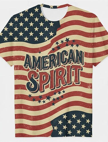  Patriotisk T-shirt Grafisk utslagsplats USA Retro / vintage Patriotisk T-shirt Ärm 1776-2026 för Unisex Vuxna 3D-utskrift för Självständighetsdag 4 juli