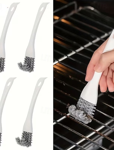  Confezione da 4 spazzole multiuso portatili per la pulizia, spazzole in plastica riutilizzabili e resistenti con manico, setole medio-rigide per cucina, bagno, casa &pulizia esterna