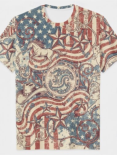  Patriotismi T-paita Graafinen t-paita USA Retro / vintage Patriotismi T-paita 1776–2026 varten Sukupuolineutraali Aikuisten 3D-tulostus varten Itsenäisyyspäivä 4. heinäkuuta