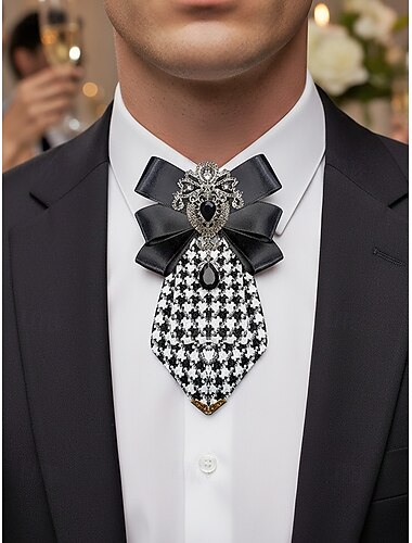  Broszka męska z poliestru w kształcie muszki – dwukolorowa – elegancki dodatek na ślub i imprezę z ozdobnymi detalami