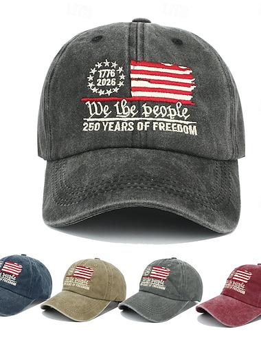  Casquette de Baseball Drapeau Américain Rétro Vintage Patrimoine Patriotique 1776-2026 pour Unisexe Adulte Impression 3D  pour Jour de l'Indépendance / 4 Juillet 4 Juillet Extérieur Décontract