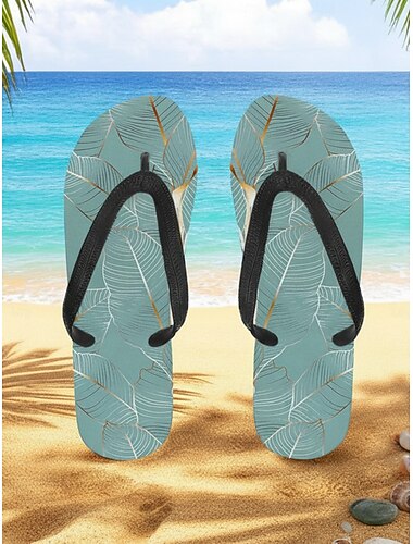  flip flops med blått blad for menn – tropisk og stilig stil for strandferier, øyhopping og strandmiddager