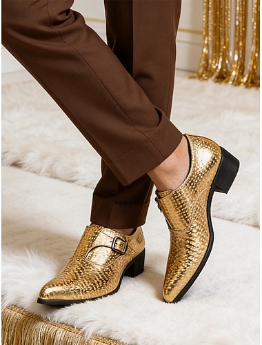  Mocassins à boucle en cuir verni bleu pour homme - chaussures habillées élégantes pour les occasions spéciales, les soirées et les mariages