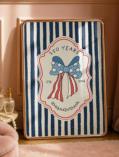 250 Års Frihet Print USA 250-årsjubileum Veggkunst Patriotisk Uavhengighetsdag Plakat 4. Juli Utskriftsvennlig Retro Amerikansk Bånd Dekor