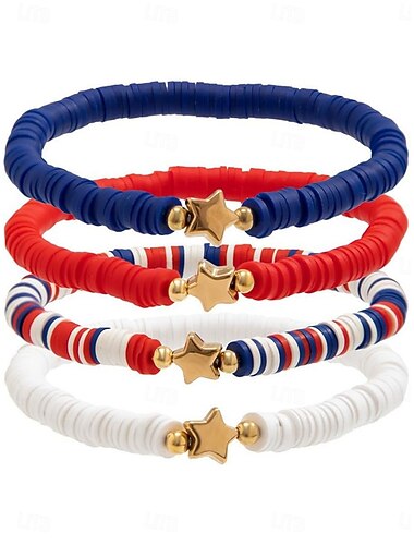  Perler Fancy Alfabet Formet Mote Personalisert Keramikk Armbånd Smykker Blå / Rød Til Daglig Gave Ferie