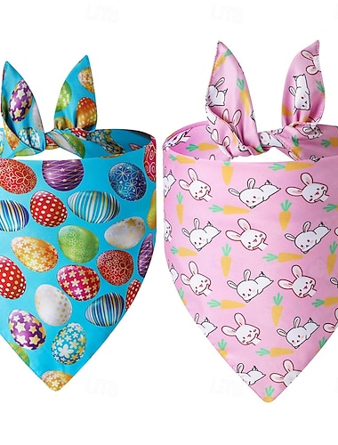  toalha de Páscoa para animais de estimação cuspir coelho bandagem triangular