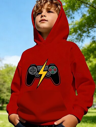  Unisex 3D Grafico Gioco Felpa con Cappuccio Maglione Manica Lunga Stampa 3D Primavera Autunno Sport Moda Streetwear Bambini 4-12 Anni Con cappuccio Casuale Quotidiano All'aperto Vestibilità regolare