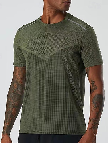  Per uomo Tinta unita T-shirt da corsa Maglia a compressione Maglia da corsa Estate Manica Corta Asciugatura Rapida Compressione Traspirante Allenamento in Palestra Allenamento attivo Esercizio Blu