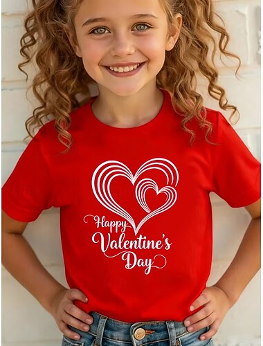  Uniseks 3D Hart Grafisch T-shirt Korte mouw 3D-afdrukken Zomer Lente Sport Modieus Streetwear Kinderen 4-12 jaar Strakke ronde hals Casual Dagelijks Buiten Normale pasvorm