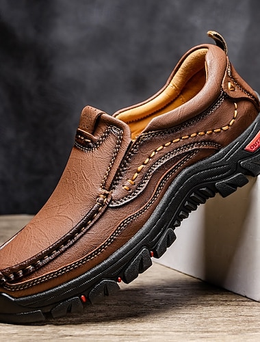  Herrbruna vardagsskor, slip-on-modell, bekväm vadderad sula, smart avslappnad stil för arbete, resor och vardagsbruk