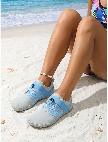  Chaussures aquatiques bleues pour femmes avec laçage rapide – baskets aquatiques légères et drainantes, semelle antidérapante et rembourrée pour la plage, la plongée avec tuba, le kayak, la piscine, les croisières et les activités estivales en plein air.