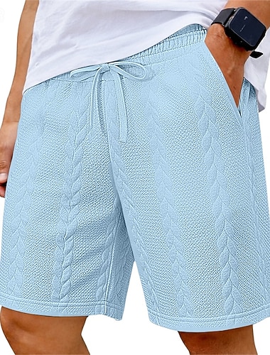  Herren Shorts Freizeitshorts Jacquard Strukturiert Einfach Komfort Atmungsaktiv Knielang Lässig Outdoor Strand Urlaub Mode Schwarz Weiß Mikroelastisch
