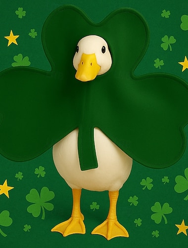  St. Patrick's Day Veranda-Gänsekostüm für eine 23 Zoll große Gänsestatue, irischer Kleeblatt-Rasen &Verandadekoration – nur Kostüm, Gans nicht enthalten