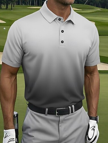  Hombre Degradado Golf Camisetas polo deportivas Manga Corta Camisas de polo Camisas con cuello Casual Ropa Deportiva Botones Primavera verano Morado Verde Trébol Gris