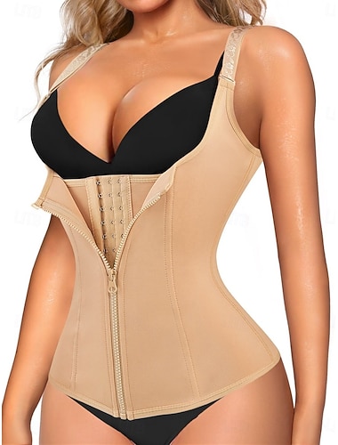  Damen Formende Unterwäsche Aktiv Süß Einfarbig Reißverschluss Täglich Urlaub Straße Ärmellos U-Ausschnitt Schwarz Weiß Purpur Braun Beige Sommer Frühling Schlank