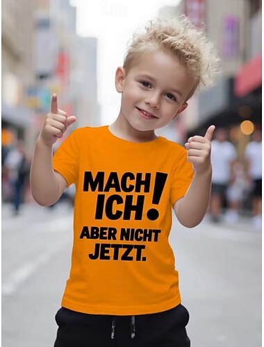  Garçons 3D Graphique Lettre T-shirt Manche Courte Impression 3D Été Printemps Sports Mode Streetwear Enfants 4-12 ans Col Rond Occasionnel Quotidien Extérieur Coupe régulière