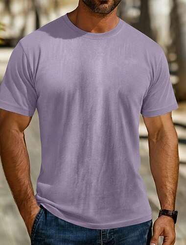  SoftFade™ Heren Katoen T-Shirt Gewassen Shirt T-shirt Top Korte Mouwen Ronde Hals Zomer Lente Effen Kleur Vintage Casual Versleten Vintage Stijl Garment Dyed Vervaagd Casual Dagelijkse Straat Blauw