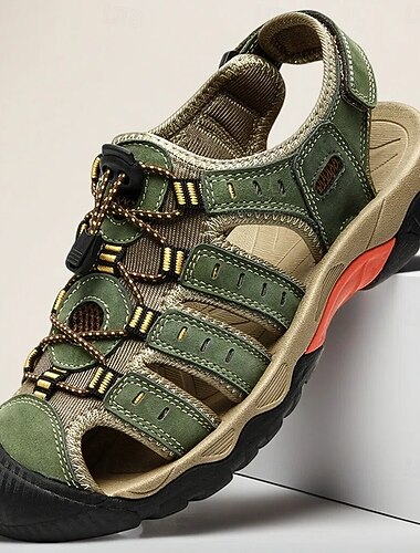  Groene sportsandalen voor heren, ademend en sneldrogend bovenwerk, antislipzool met demping, sportieve outdoorstijl voor wandelen, trekken en strand.