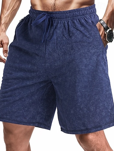  Homens Shorts de moletom Shorts de verão Shorts casuais Shorts com lavagem ácida Com Cordão Cintura elástica Camadas Tingidas Tecido Conforto Respirável Comprimento do joelho Praia Férias Feriado