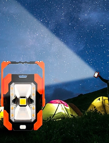  Ultratynn solcelledrevet oppladbar LED-arbeidslampe, bærbar nødlys med powerbank, håndholdt campinglykt for utendørs bruk, bilreparasjon, fisking, fotturer, multifunksjonsarbeidslampe