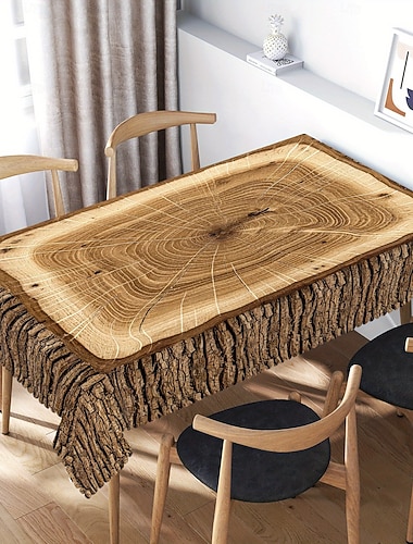  Nappe vintage à motif de rondins et de grain de bois, style rustique, idéale pour la cuisine ou le salon. Décoration champêtre pour la cuisine ou le salon.