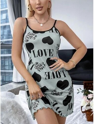  نسائي ثوب النوم كاجوال مريح قلب الحب مناسب للبس اليومي المنزل بدون كم أقلام أزرق أسود أصفر وردي بلاشيهغ أحمر الصيف الربيع عادي