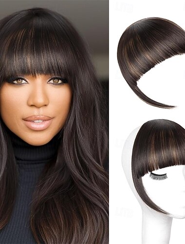  Clip-on pannelugg for kvinner - syntetisk falsk pannelugg med klips, brukervennlig pannelugg hårspenne for umiddelbar frisyreendring h2/426#