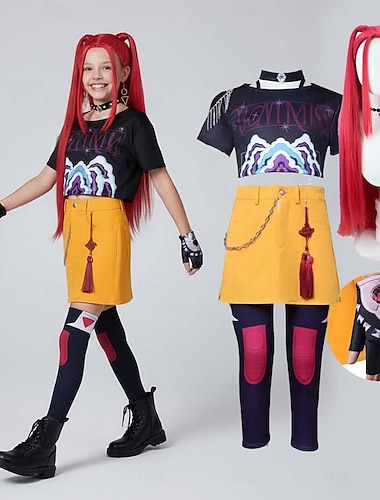  Kpop-inspirert Inspirert av koreansk idol Popstjerne Cosplay kostyme Cosplay Parykker Cosplay kostyme for Jente Barne Halloween Barnas Dag Maskerade