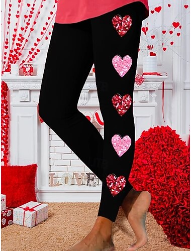  Dames Broeken Leggings Gezellige leggings Vakantie Casual Volledige lengte Hoge taillePantsValentijnsdag Vlinder Bloem Elastische taille Afdrukken Comfort Ademend Comfortabel Rekbaar Vakantie Formeel