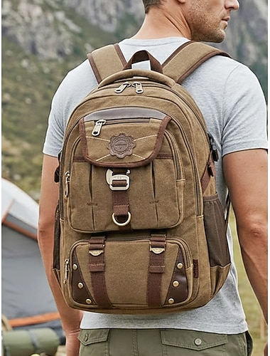  Herren-Canvas-Rucksack, verschiedene Farben, großes Fassungsvermögen, perfekt für Outdoor-Aktivitäten, Schule und Reisen
