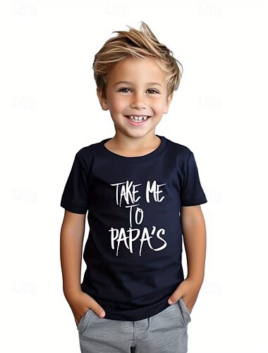  Garçons 3D Graphique Lettre T-shirt Manche Courte Impression 3D Été Printemps Sports Mode Streetwear Enfants 4-12 ans Col Rond Occasionnel Quotidien Extérieur Coupe régulière