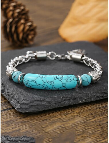  Tyrkysová Silný řetězec Móda Módní Přizpůsobeno Kámen Náramek šperky Stříbrná / Trávová zelená Pro Denní Dar Dovolená