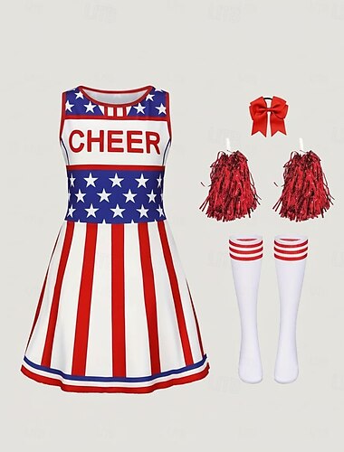  déguisements de pom-pom girl, cosplay, Halloween pour filles, carnaval, fête de l'indépendance/du 4 juillet, spectacle, bal masqué