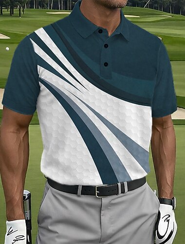  Férfi Geometriai Golf Sportpólóingek Rövid ujjú Pólóingek Galléros ingek Alkalmi Sportruházat Gombok Tavaszi nyár Medence Bíbor Lóhere