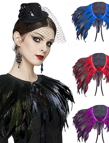  Costumes de Carnaval 2026 Carnaval de Rio Accessoires Samba Châle en Plumes Rouges avec Nœud en Ruban pour Femmes Costume de Performance Festival Brésil