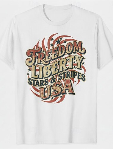  Patriotisk T-skjorte Grafisk T-skjorte USA Retro / vintage Patriotisk T-skjorte 1776–2026 til Unisex Voksne 3D-utskrift for Uavhengighetsdag 4. juli